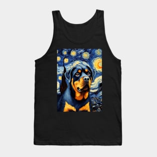 Rottweiler Dog Breed in a Van Gogh Starry Night Art Style Tank Top